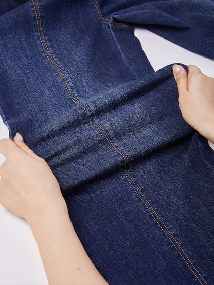 Casual Daily Solid Color Wide Leg Denim Pants