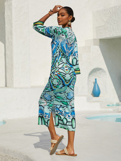 Stretch Python Motif Fitted Knit Dress