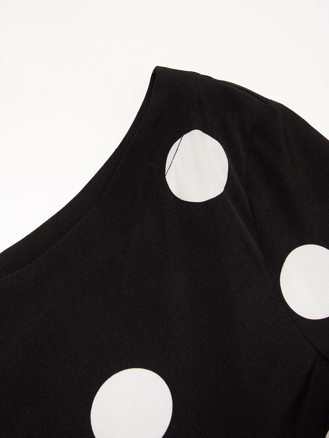 Black Polka Dot Print Asymetric Hem Off-Shoulder Dress