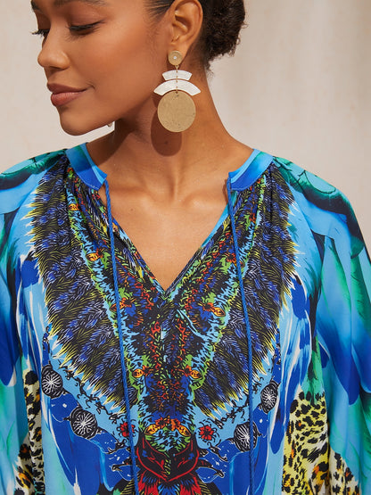 Vacation Jungle Beast Print Chiffon Top