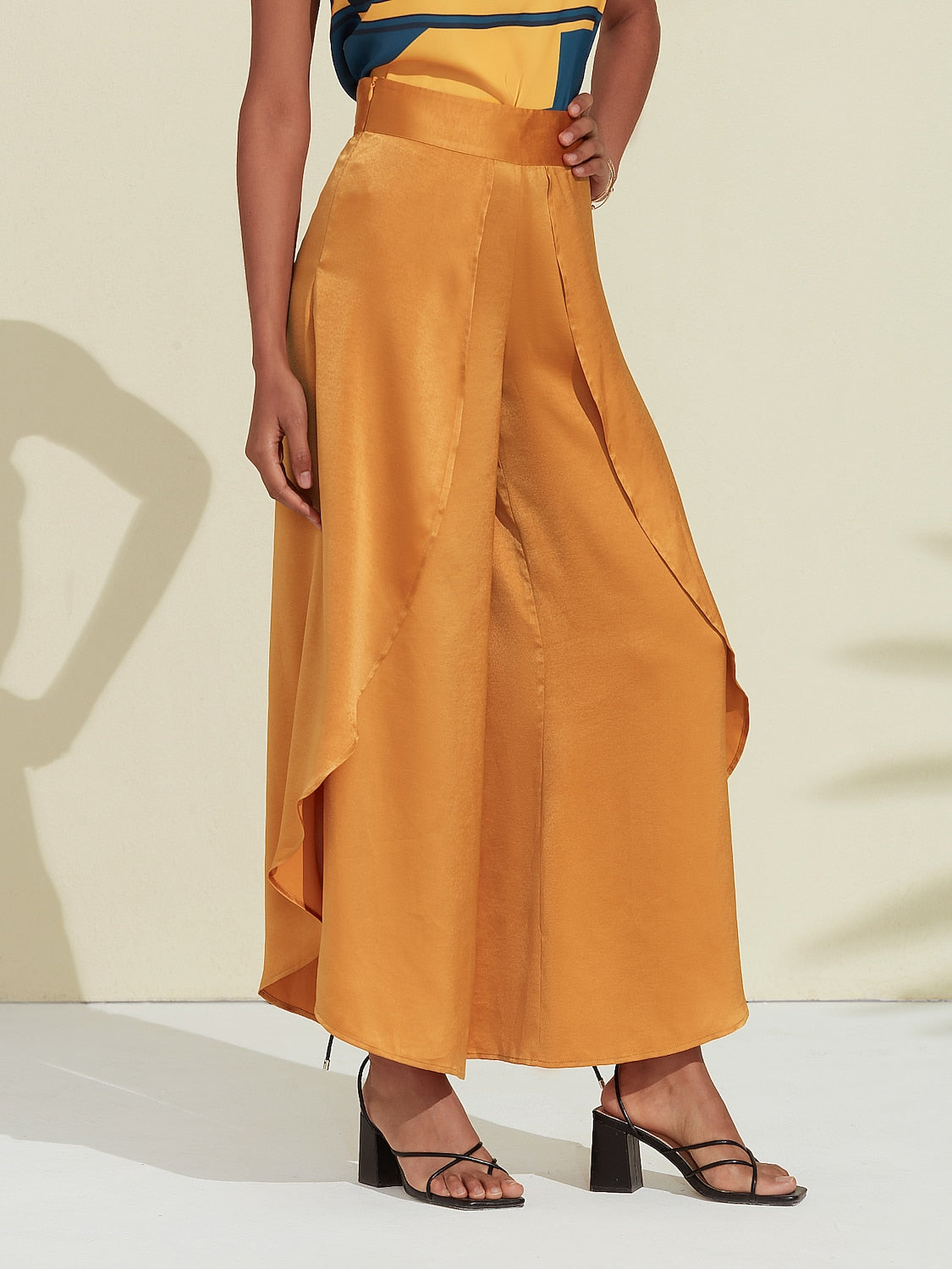 Satin Swing Ruffle Pants