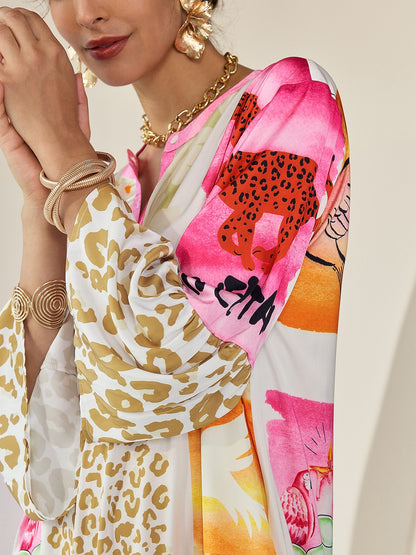 Satin Leopard Print Button Up Maxi Dress