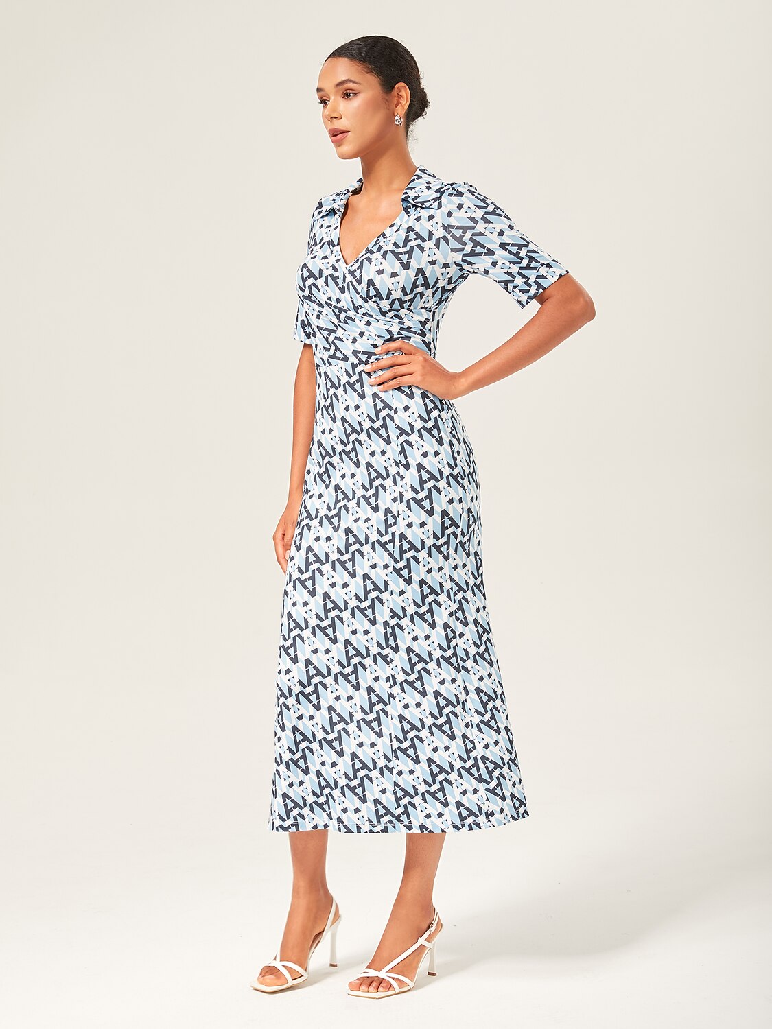 Stretch Waist-Cinching Mermaid Midi Satin Dress