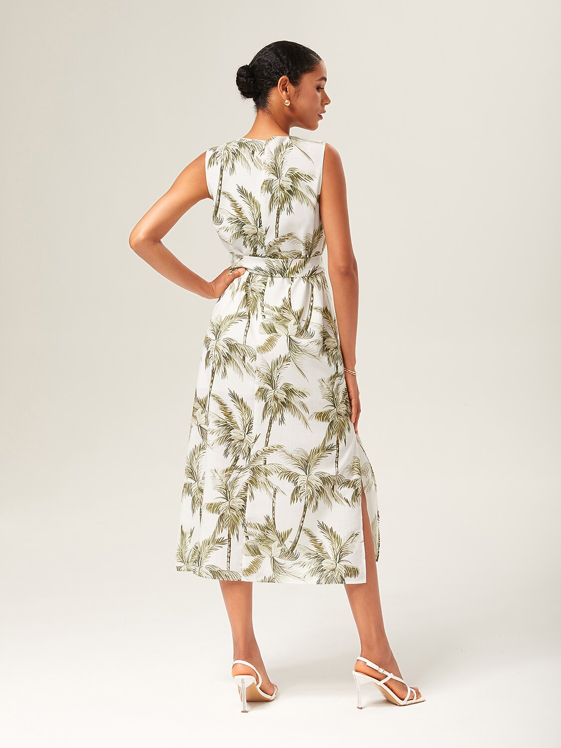 Linen-Like Sleeveless Midi Dress