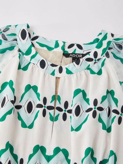 Geometric Cinched Waist Midi Dress