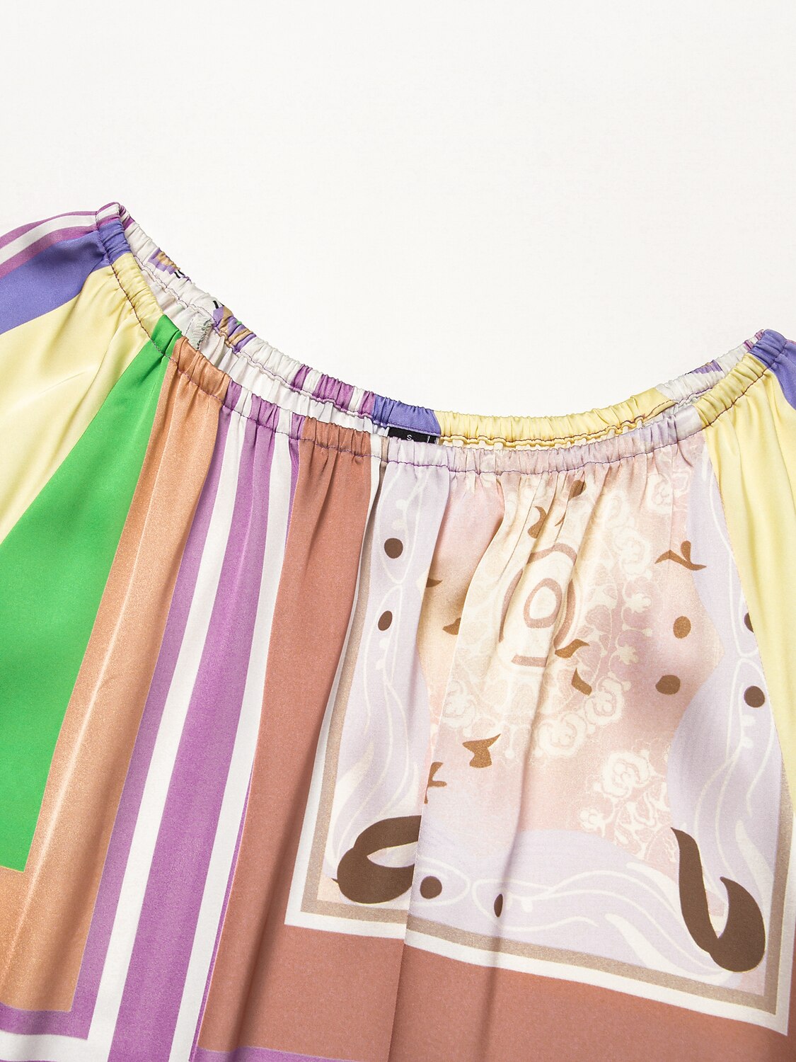 Satin Scarf Geometrical Print Midi Dress