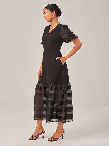 Waist-Cinching Elegant Black Maxi Dress