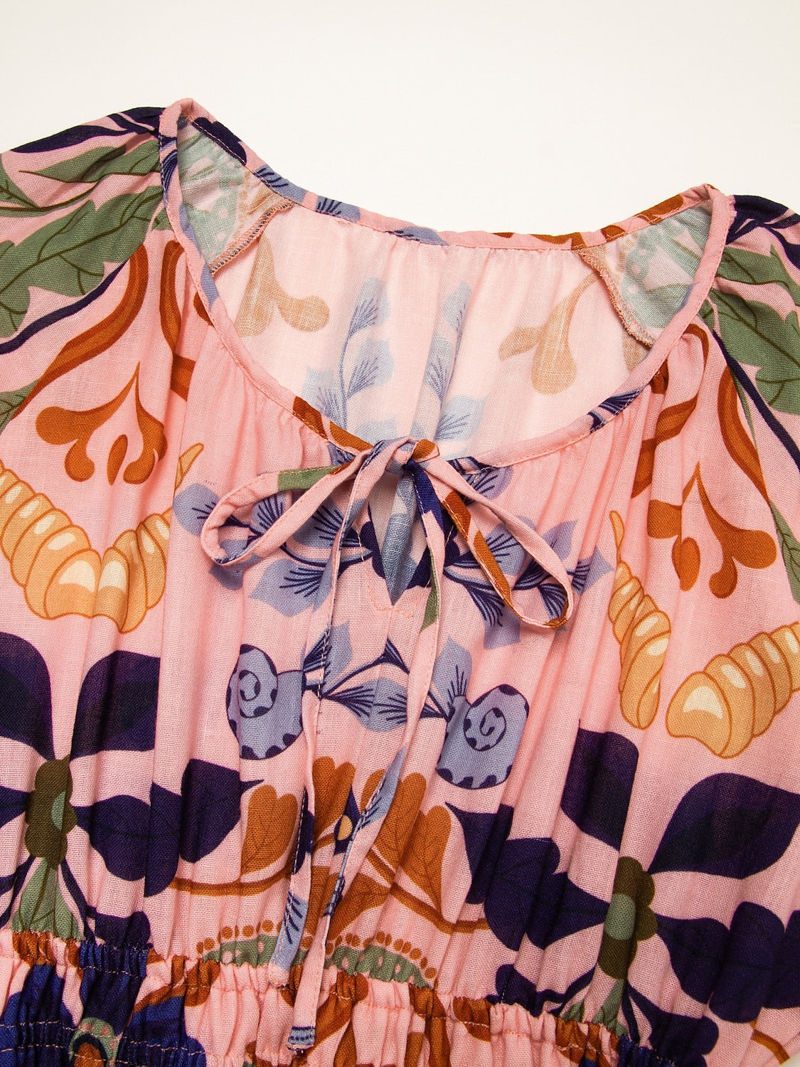 Floral Lace Up Short Midi Dress