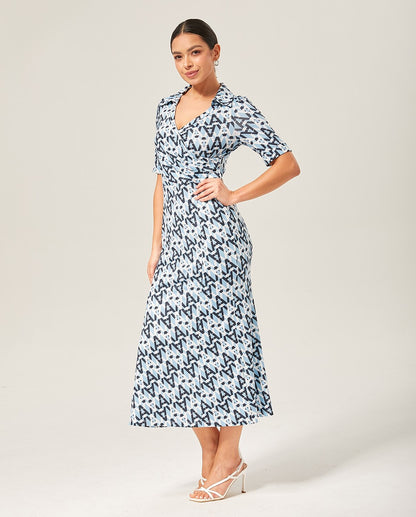 Stretch Waist-Cinching Mermaid Midi Satin Dress