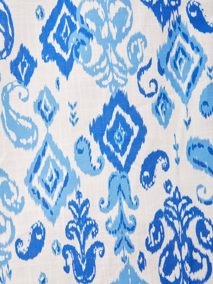 Monochrome Print Linen Look Midi Shirt Dress