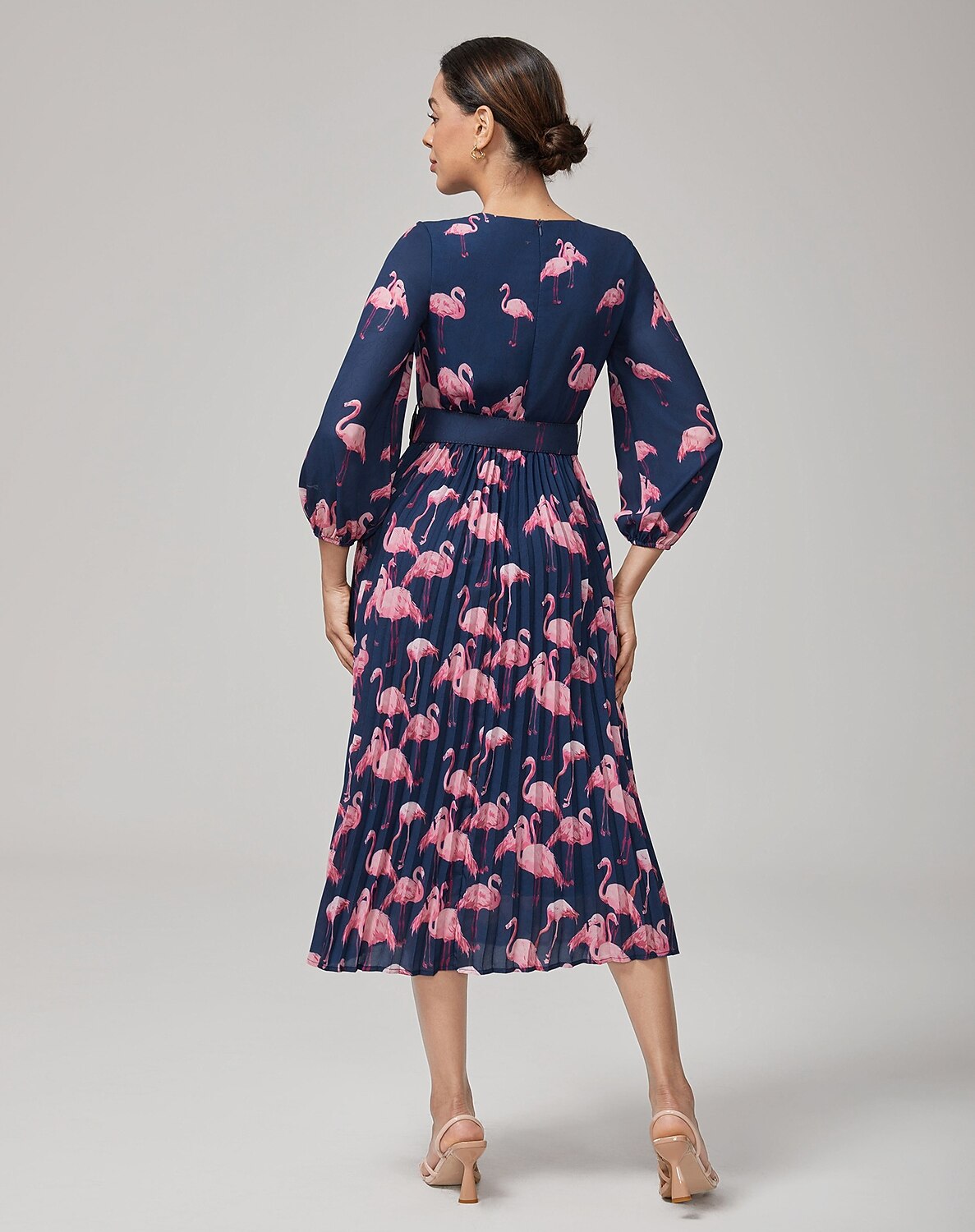 Pink Flamingo Print Casual Dress