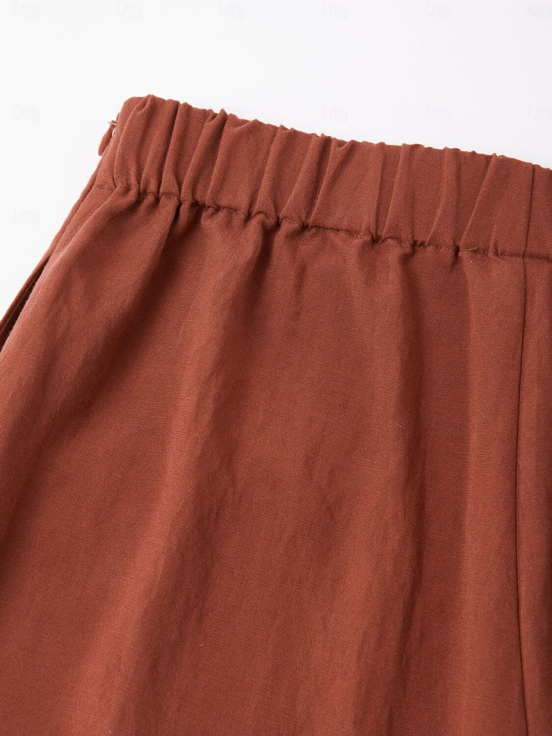 Lyocell-Blend Broadcloth Solid Color Loose Long Pants