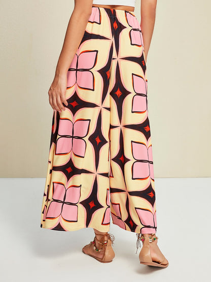 Bohemia Wide Leg Maxi Pants With Pocket