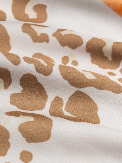 Satin Leopard Print Button Up Maxi Dress