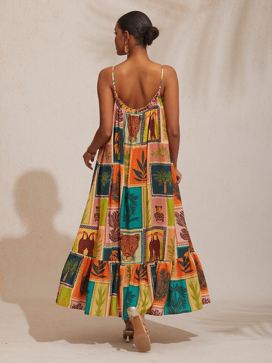 Vacation Beach Element Loose fit Chiffon Cami Dress