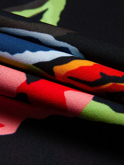 Top Chiffon Floral Print Lapel Ethnic Style