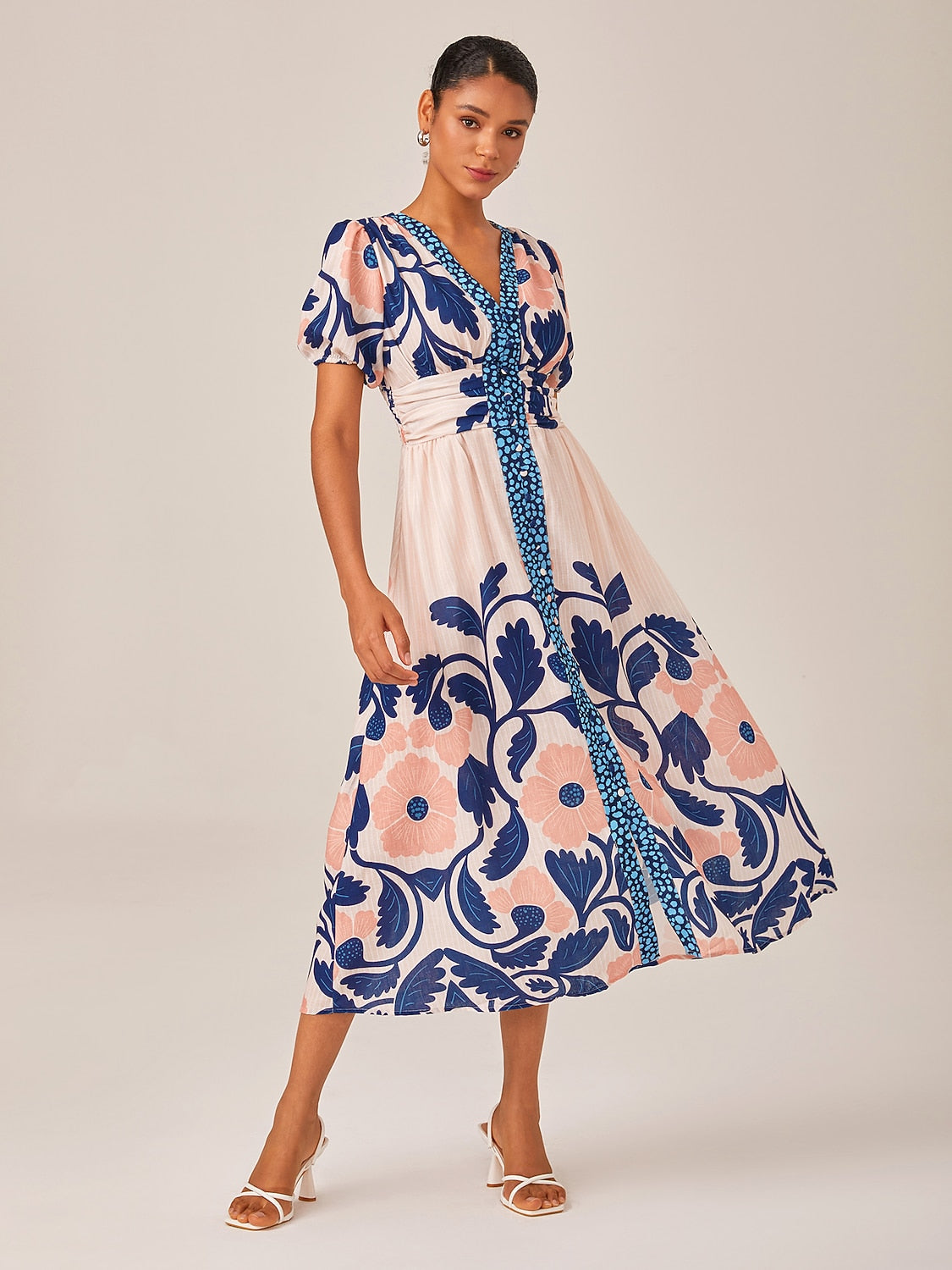 Floral High Waist Short Maxi Dress