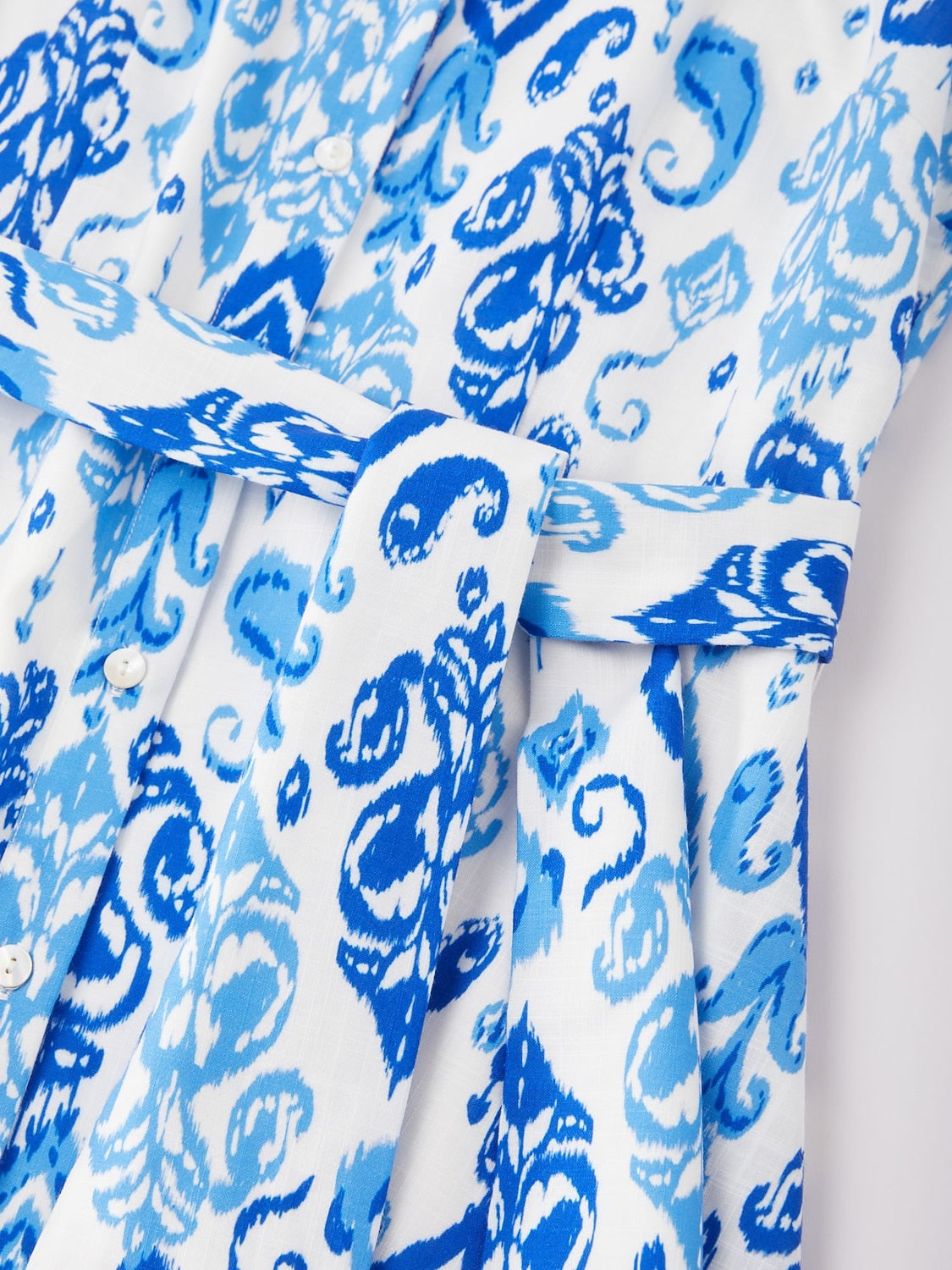 Monochrome Print Linen Look Midi Shirt Dress