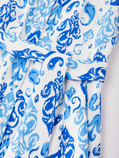 Monochrome Print Linen Look Midi Shirt Dress