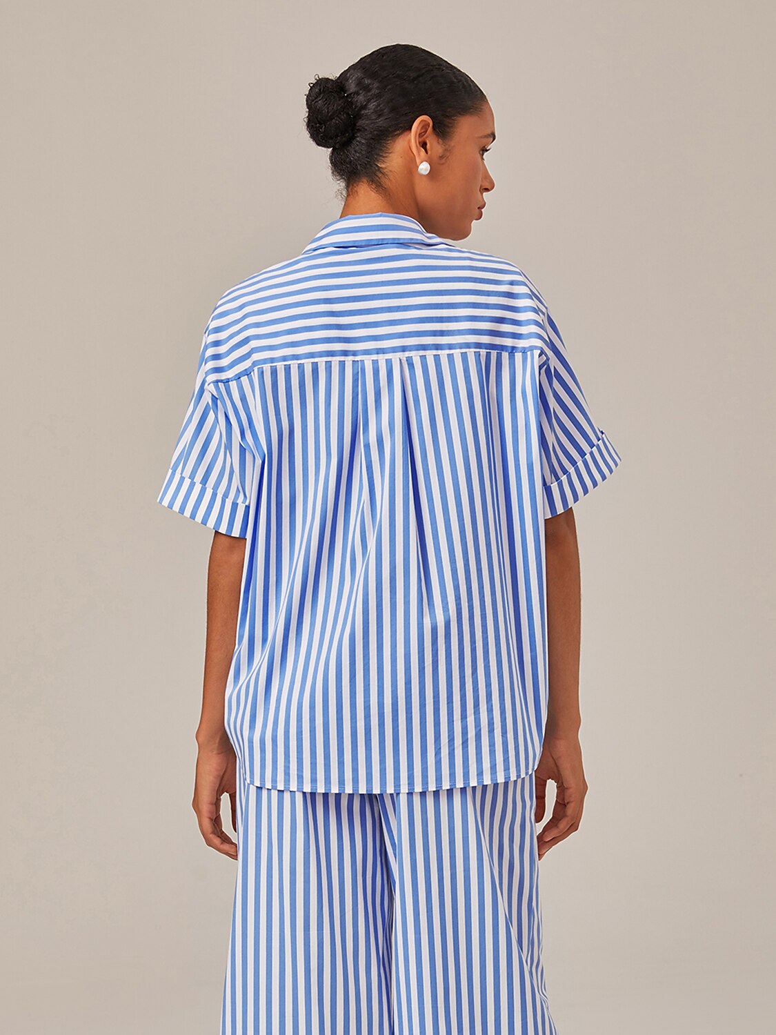 Summer Striped Embroidered Oversized Shirt