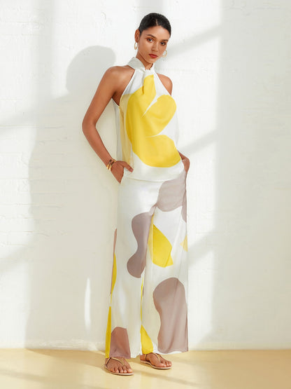 Satin Floral Halter Top